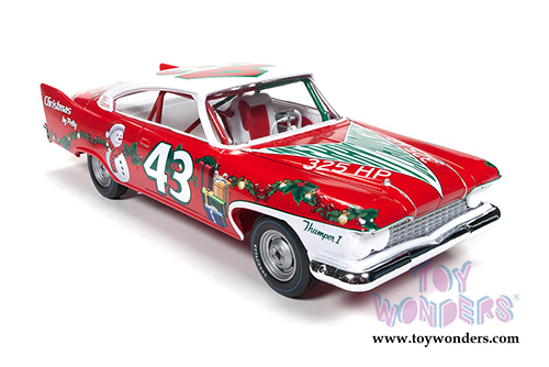 Auto World - Richard Petty #43 Plymouth Fury Christmas Edition Hard Top (1960, 1/24 scale diecast model car, Red, White & Green) AW24003