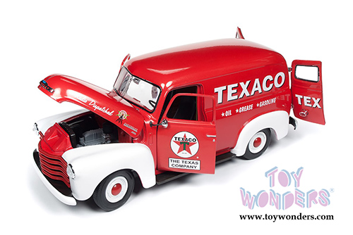 Auto World - Texaco® Oil Chevrolet® Panel Delivery Truck (1948, 1/18 scale diecast model car, Red/White) AW248