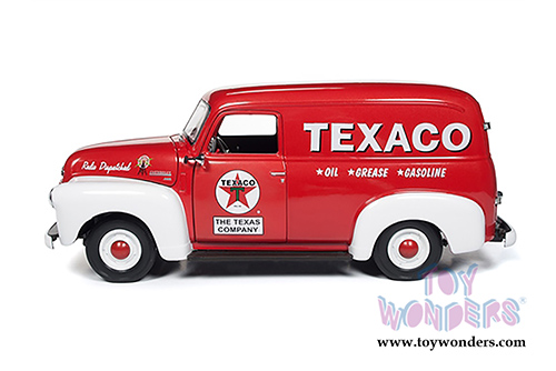 Auto World - Texaco® Oil Chevrolet® Panel Delivery Truck (1948, 1/18 scale diecast model car, Red/White) AW248