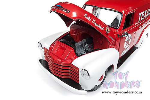 Auto World - Texaco® Oil Chevrolet® Panel Delivery Truck (1948, 1/18 scale diecast model car, Red/White) AW248