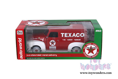 Auto World - Texaco® Oil Chevrolet® Panel Delivery Truck (1948, 1/18 scale diecast model car, Red/White) AW248