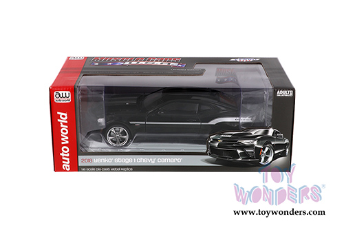 Auto World - Muscle Cars USA | Yenko&reg; Stage 1 Chevy&reg; Camaro&reg; Hardtop (2018, 1/18 scale diecast model car, Mosaic Black/Silver stripes) AW254