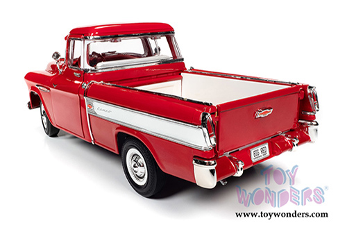 Auto World - Chevrolet® Cameo Pickup Truck (1957, 1/18 scale diecast model car, Cardinal Red/White) AW265
