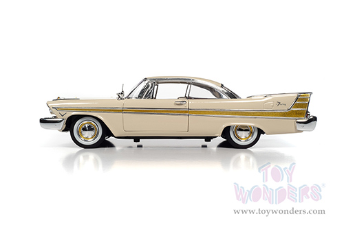 Auto World - Plymouth Fury Hardtop (1957, 1/18 scale diecast model car, Sand Dune White/Gold) AW272