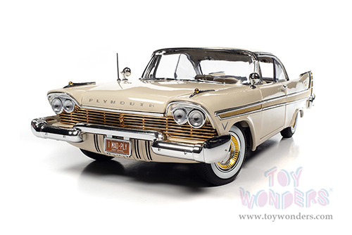 Auto World - Plymouth Fury Hardtop (1957, 1/18 scale diecast model car, Sand Dune White/Gold) AW272