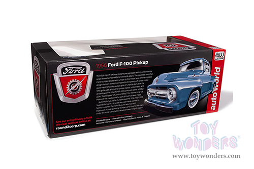 Auto World - Ford F-100 Mild Custom Pickup Truck (1956, 1/18 scale diecast model car, Diamond Blue) AW290
