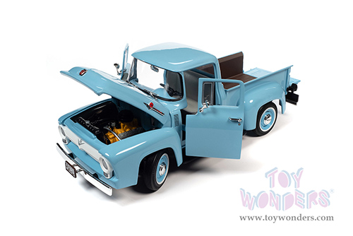 Auto World - Ford F-100 Mild Custom Pickup Truck (1956, 1/18 scale diecast model car, Diamond Blue) AW290