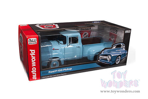 Auto World - Ford F-100 Mild Custom Pickup Truck (1956, 1/18 scale diecast model car, Diamond Blue) AW290