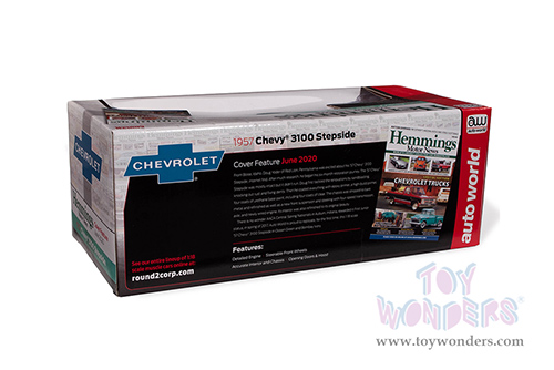 Auto World - Hemmings Motor News | Chevrolet&reg; 3100 Stepside Pickup Truck Magazine Cover Car (June 2020) (1957, 1/18 scale diecast model car, Ocean Green) AW293