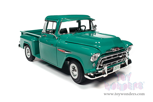 Auto World - Hemmings Motor News | Chevrolet&reg; 3100 Stepside Pickup Truck Magazine Cover Car (June 2020) (1957, 1/18 scale diecast model car, Ocean Green) AW293