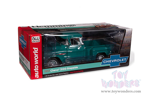 Auto World - Hemmings Motor News | Chevrolet&reg; 3100 Stepside Pickup Truck Magazine Cover Car (June 2020) (1957, 1/18 scale diecast model car, Ocean Green) AW293