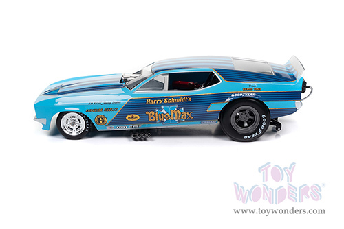 Auto World - Legends of the Quarter Mile | Ford Mustang Funny Car "Harry Schmidt's Blue Max" (1973, 1/18 scale diecast model car, Blue) AW299