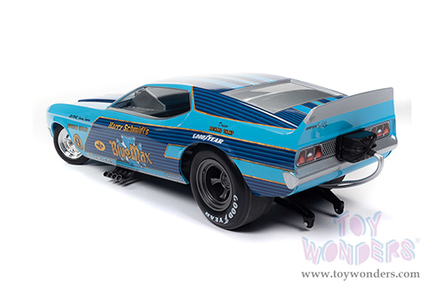 Auto World - Legends of the Quarter Mile | Ford Mustang Funny Car "Harry Schmidt's Blue Max" (1973, 1/18 scale diecast model car, Blue) AW299