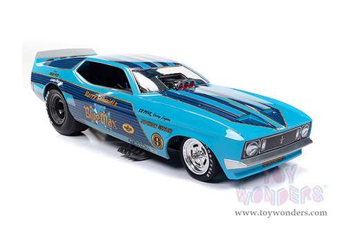 Auto World - Legends of the Quarter Mile | Ford Mustang Funny Car "Harry Schmidt's Blue Max" (1973, 1/18 scale diecast model car, Blue) AW299