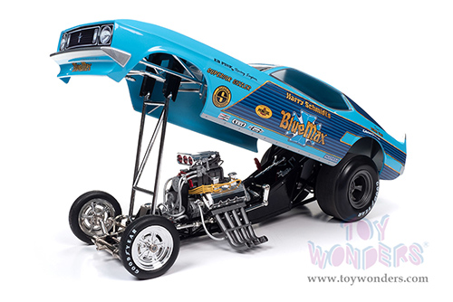 Auto World - Legends of the Quarter Mile | Ford Mustang Funny Car "Harry Schmidt's Blue Max" (1973, 1/18 scale diecast model car, Blue) AW299
