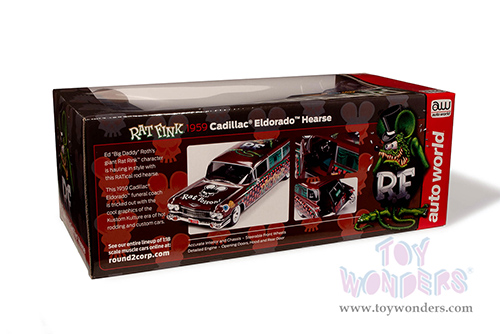 Auto World - Cadillac&reg; Eldorado Hearse "Rat Fink" (1959, 1/18 scale diecast model car, Apple Red) AW303