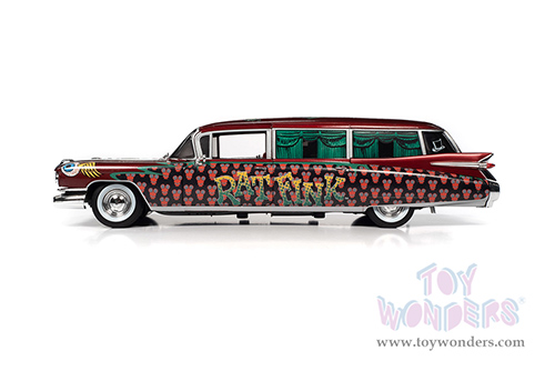 Auto World - Cadillac&reg; Eldorado Hearse "Rat Fink" (1959, 1/18 scale diecast model car, Apple Red) AW303