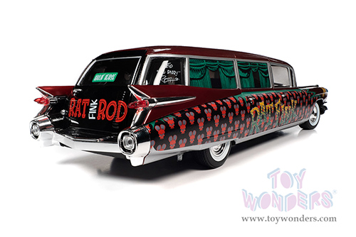 Auto World - Cadillac&reg; Eldorado Hearse "Rat Fink" (1959, 1/18 scale diecast model car, Apple Red) AW303