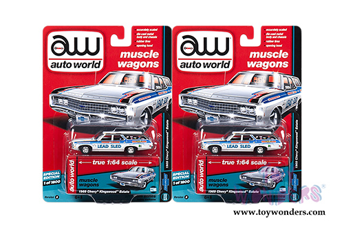 Auto World - Muscle Wagons | Chevy&reg; Kingswood&trade; Estate Hard Top (1969,1/64 scale diecast model car, Gloss White) AW64142/24A