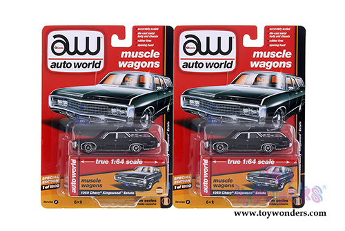 Auto World - Muscle Wagons | Chevy&reg; Kingswood&trade; Estate Hard Top (1969,1/64 scale diecast model car, Gloss Black) AW64142/24B