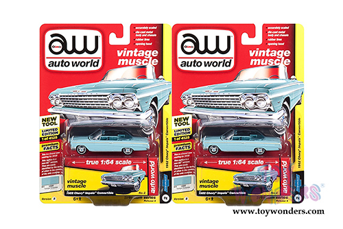 Auto World Premium - 2018 Release 4 | Chevrolet&reg; Impala&trade; Convertible (1962,1/64 scale diecast model car, Twilight Turquoise) AWSP014/24B