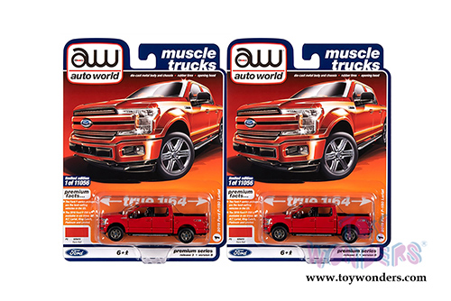 Auto World - Muscle Trucks Ford F-150 Lariat Pickup Truck (2019,1/64 scale diecast model car, Race Red) AWSP041/24B