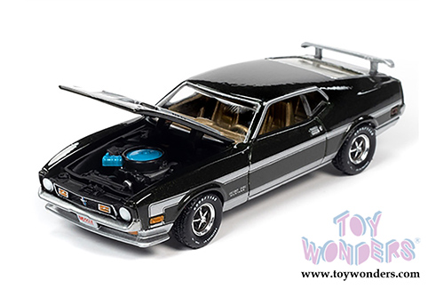 Auto World - Hemmings Motor News | Ford Mustang Boss 351 Hardtop (1971,1/64 scale diecast model car, Dark Green Metallic/Silver) AWSP052/24B