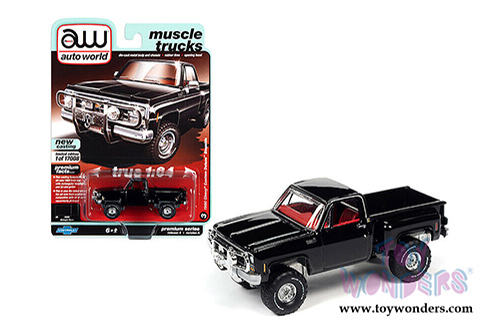 Auto World - Muscle Trucks | Chevrolet&reg; Custom Deluxe Stepside Pickup Truck (1980, 1/64 scale diecast model car, Midnight Black) AWSP057/24A