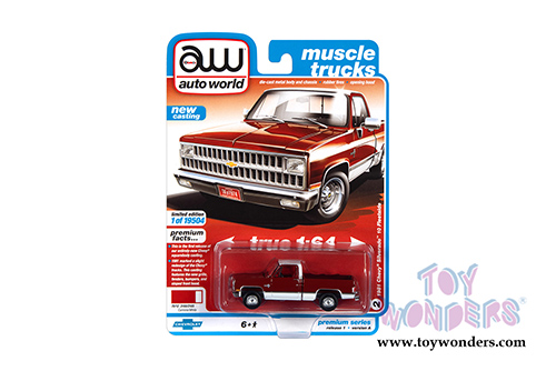 Auto World - Muscle Trucks Chevy&reg; Silverado 10 Fleetside Pickup Truck (1981, 1/64 scale diecast model car, Carmine/White) AWSP062/24A