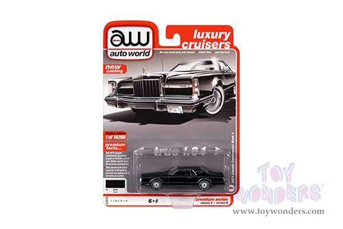 Auto World Premium - 2021 Release 4 | Lincoln Continental Mark V "Luxury Cruisers" (1977, 1/64 scale diecast model car, Gloss Black) AWSP079/24B