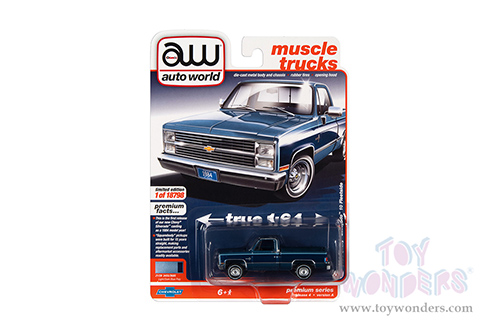 Auto World Premium - 2021 Release 4 | Chevrolet&reg; Silverado 10 Fleetside "Muscle Truck" (1984, 1/64 scale diecast model car, Light Blue Poly/Dark Blue Poly) AWSP081/24A