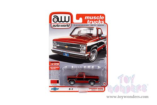 Auto World Premium - 2021 Release 4 | Chevrolet&reg; Silverado 10 Fleetside "Muscle Truck" (1984, 1/64 scale diecast model car, Red Orange with Gloss Black) AWSP081/24B