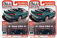 Auto World Premium - 2021 Release 4 | Dodge Stealth R/T "Modern Muscle" (1993, 1/64 scale diecast model car, Peacock Green) AWSP082/24B