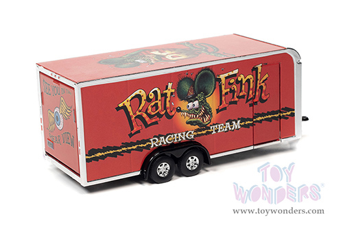 Auto World - Rat Fink Enclosed Car Trailer (1/64 scale diecast model car, Red) AWSP093/24