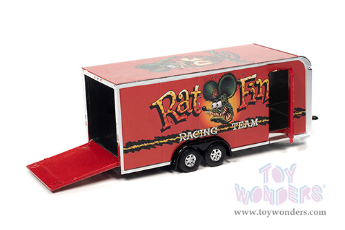 Auto World - Rat Fink Enclosed Car Trailer (1/64 scale diecast model car, Red) AWSP093/24