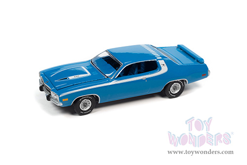 Auto World Premium - 2022 Release 1 Set B | Plymouth Road Runner "Vintage Muscle" (1973, 1/64 scale diecast model car, Basin Street Blue/White Stripes) AWSP096/24B
