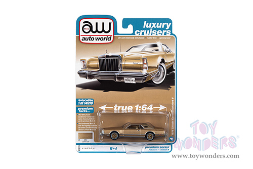 Auto World Premium - 2022 Release 1 Set B | Lincoln Continental Mark V "Luxury Cruisers" (1978, 1/64 scale diecast model car, Jubilee Gold) AWSP097/24B