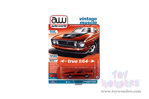 Auto World Premium - 2022 Release 1 Set A | Ford Mustang Mach 1 "Vintage Muscle" (1973, 1/64 scale diecast model car, Medium Copper Metallic/Matt Black Hood) AWSP099/24A