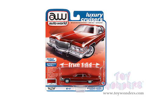 Auto World Premium - 2022 Release 3 | Cadillac&reg; Coupe DeVille&trade; "Luxury Cruisers" (1975, 1/64 scale diecast model car, Firethorn Red) AWSP109/24B