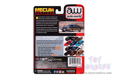 Auto World Premium - Dodge Challenger R/T "Mecum Auctions" (1971, 1/64 scale diecast model car, Dark Gold Metallic w/Gold Vinyl Roof) AWSP160/24