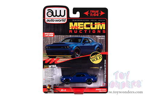 Auto World Premium - Dodge Challenger SRT Demon "Mecum Auctions" (2018, 1/64 scale diecast model car, Indiglo Blue) AWSP161/24