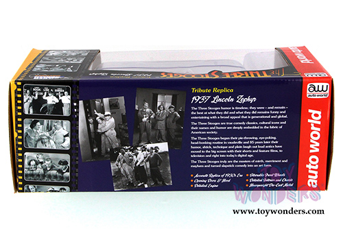 Auto World Silver Screen Machines - The 3 Stooges Lincoln Zephyr Hard Top (1937, 1/18 scale diecast model car, Garnet Red) AWSS113