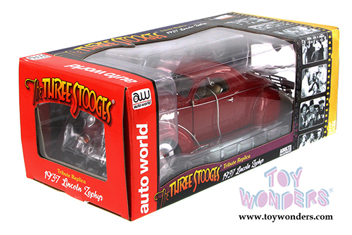 Auto World Silver Screen Machines - The 3 Stooges Lincoln Zephyr Hard Top (1937, 1/18 scale diecast model car, Garnet Red) AWSS113