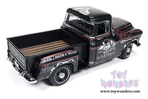 Auto World Silver Screen Machines - The 3 Stooges Chevy Cameo Stepside Pickup Truck (1955, 1/18 scale diecast model car, Faded Black) AWSS115