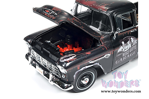 Auto World Silver Screen Machines - The 3 Stooges Chevy Cameo Stepside Pickup Truck (1955, 1/18 scale diecast model car, Faded Black) AWSS115