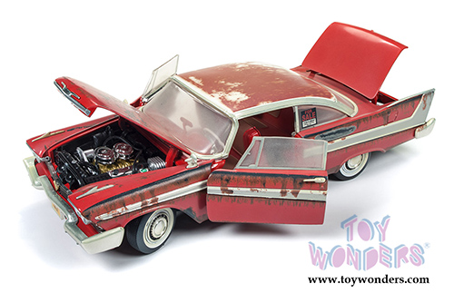 Auto World Silver Screen Machines - Christine Plymouth Fury Dirty Version Hardtop (1958, 1/18 scale diecast model car, Red) AWSS119