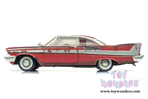 Auto World Silver Screen Machines - Christine Plymouth Fury Dirty Version Hardtop (1958, 1/18 scale diecast model car, Red) AWSS119