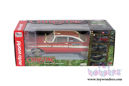 Auto World Silver Screen Machines - Christine Plymouth Fury Dirty Version Hardtop (1958, 1/18 scale diecast model car, Red) AWSS119