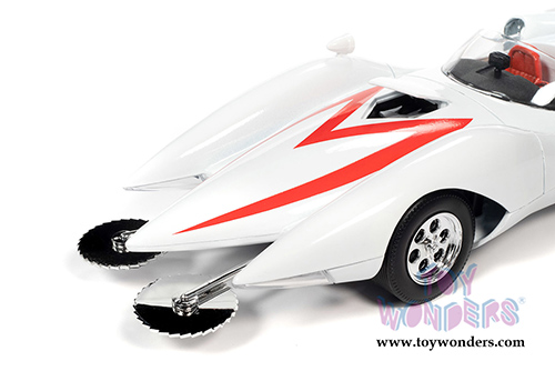 Auto World - Speed Racer Mach 5 with Chim Chim and Speed Racer Figures (1/18 scale diecast model car, White) AWSS124