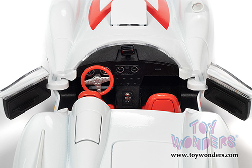 Auto World - Speed Racer Mach 5 with Chim Chim and Speed Racer Figures (1/18 scale diecast model car, White) AWSS124